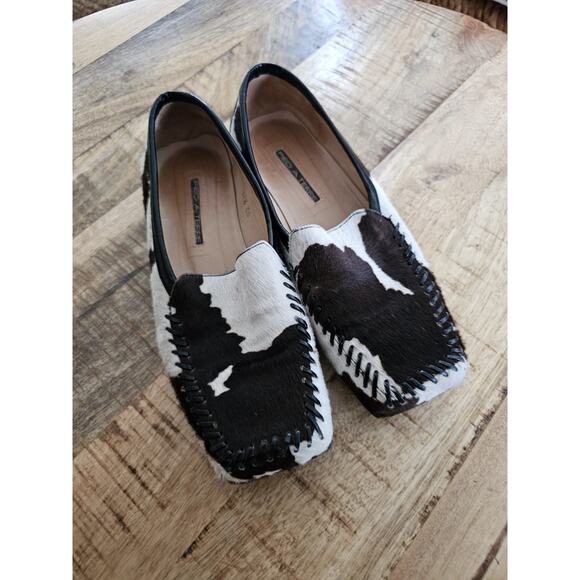 Pied A Terre Cow Calf Hair Loafers Women's Size 37.5 Slip On Made in Italy - Picture 1 of 11